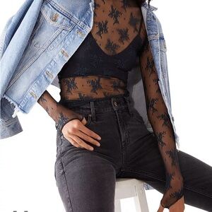 Free People Lady Lux Black Lace Top